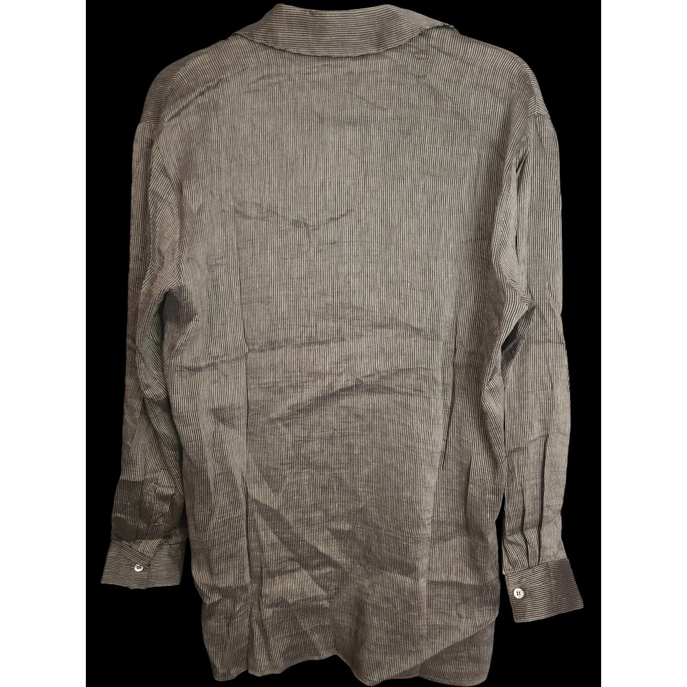 HARSHMAN Drea Stripe Silk Linen Button-Up Tunic Blouse Small Luxury NWT $228 - Picture 5 of 10